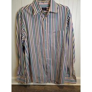 Paul & Shark Shirt Mens‎ 42 Striped Button Down Rainbow Italy